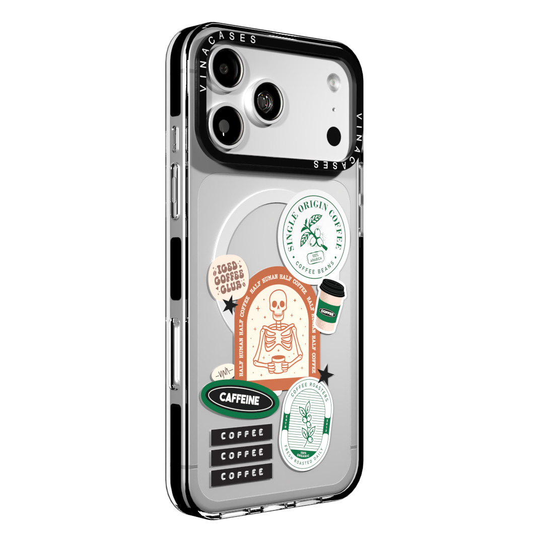 قاب مگسیف ضد ضربه آیفون وینا مدل Half Human Half Coffee - Image 2