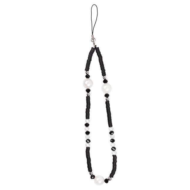 آویز موبایل ( بند گوشی )  وینا مدل Black And White Pearls