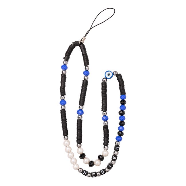 آویز موبایل ( بند گوشی )  وینا با اسم دلخواه مدل Black And Blue Evil Eye