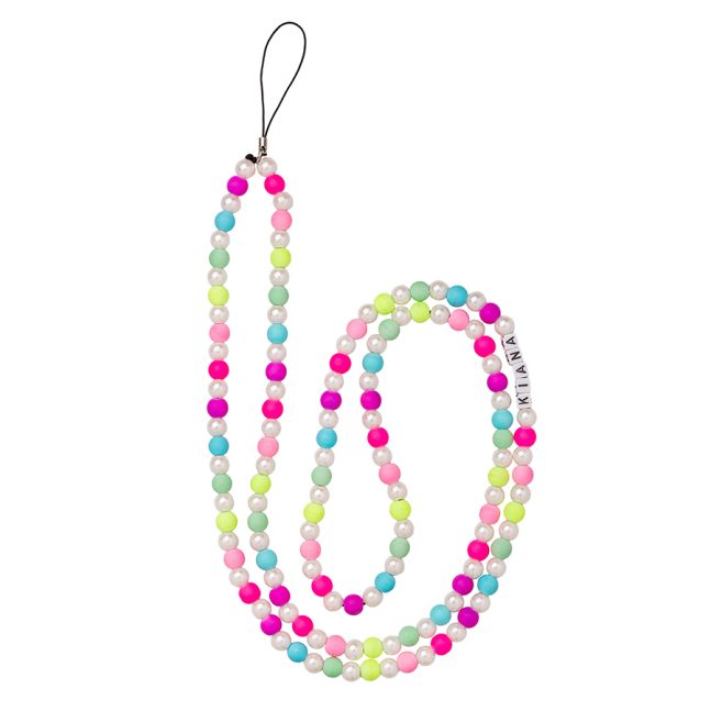 آویز موبایل ( بند گوشی )  وینا با اسم دلخواه مدل Rainbow Pearls