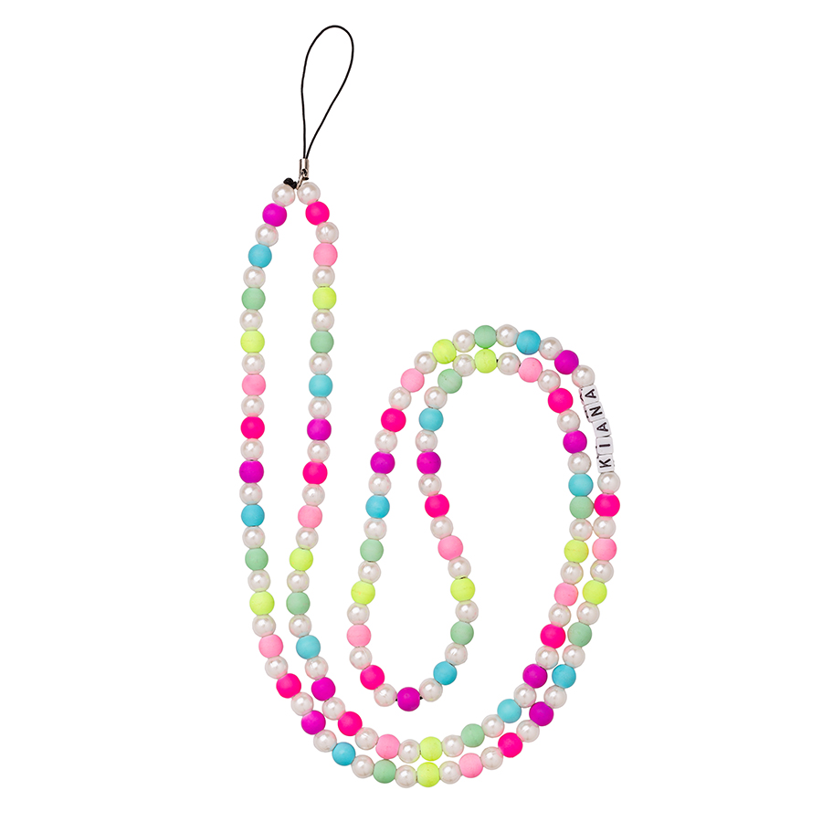 آویز موبایل ( بند گوشی ) وینا با اسم دلخواه مدل Rainbow Pearls
