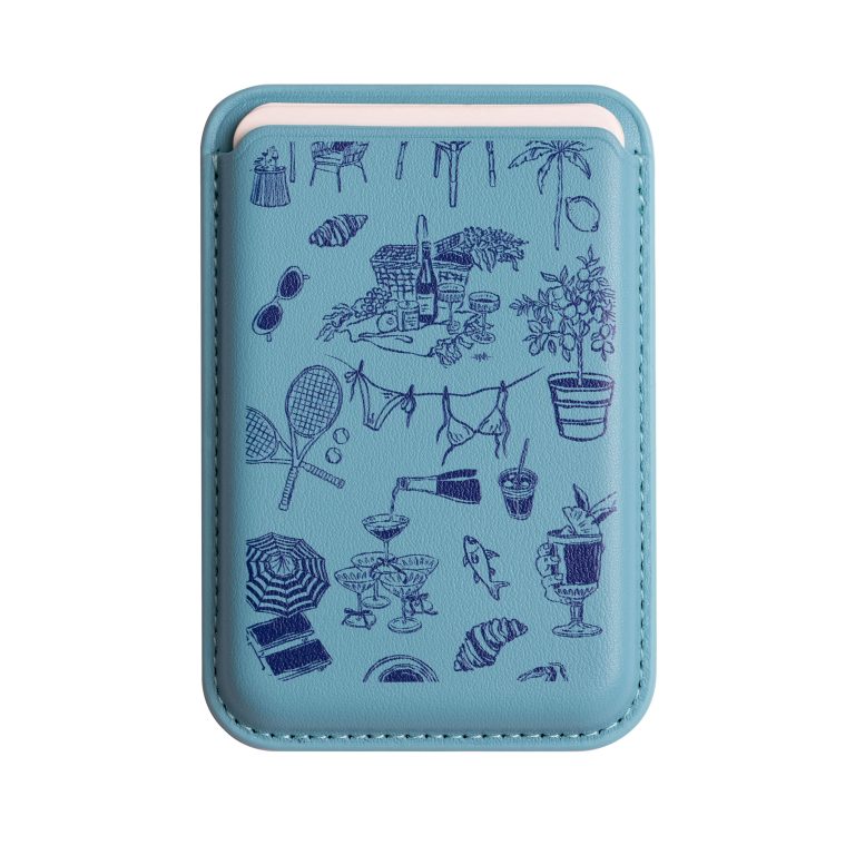جاکارتی مگسیف چرمی آبی روشن مدل Blue Picnic