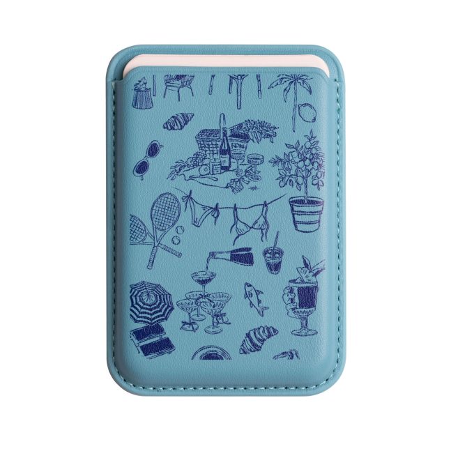 جاکارتی مگسیف چرمی آبی روشن مدل Blue Picnic
