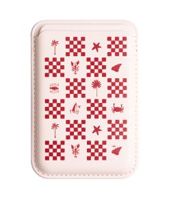 جاکارتی مگسیف چرمی سفید مدل Red Checkers