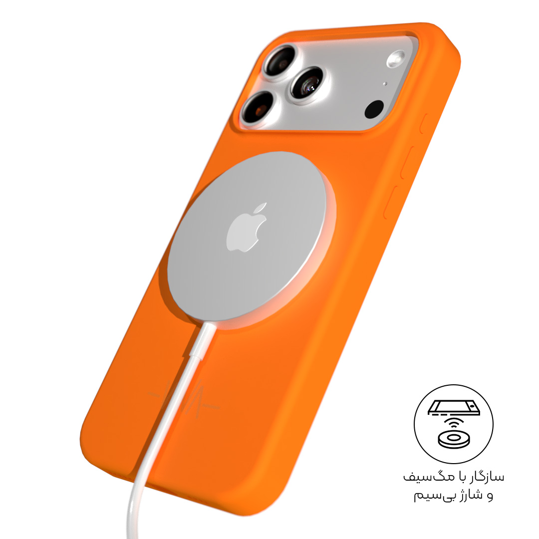قاب آیفون مگسیف وینا مدل سیلیکونی نارنجی - Image 3