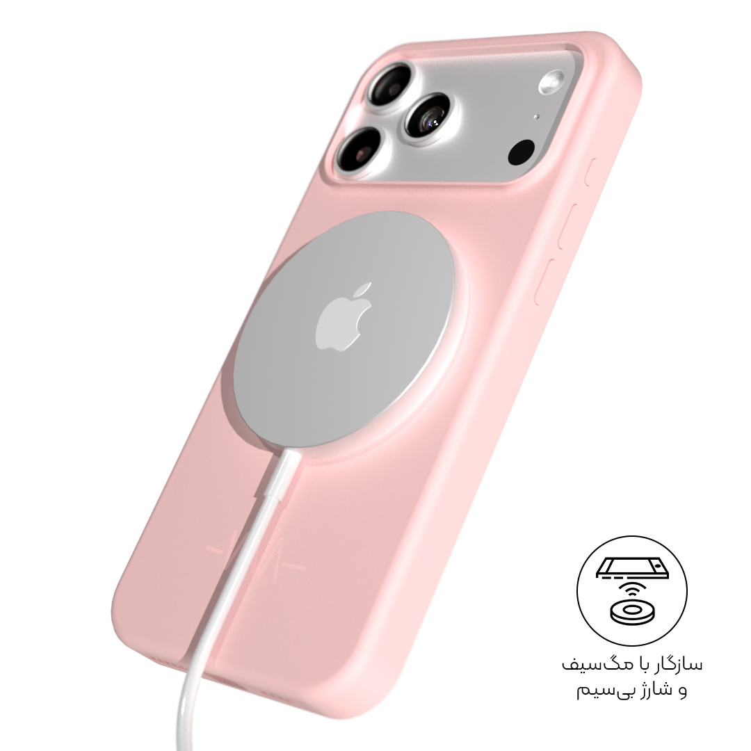 قاب آیفون مگسیف وینا مدل سیلیکونی صورتی کمرنگ - Image 3