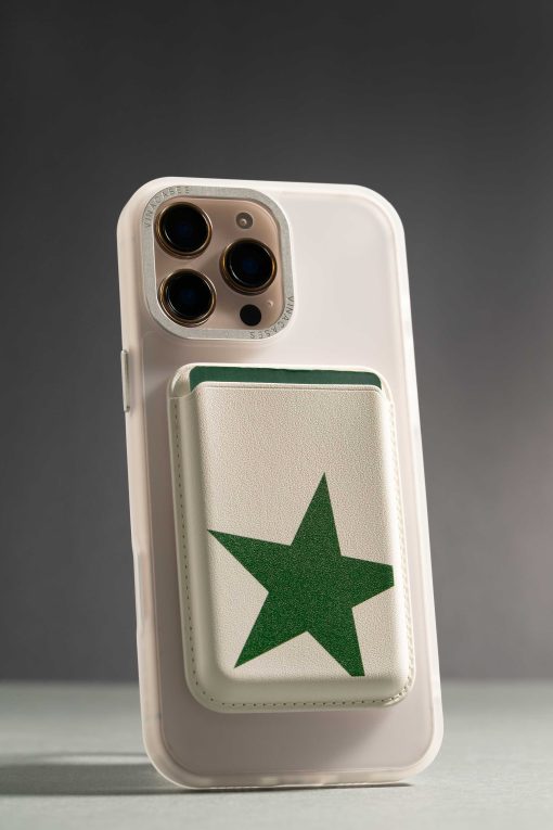 جاکارتی مگسیف چرمی سفید مدلVina x Vace - Green Star - Image 2