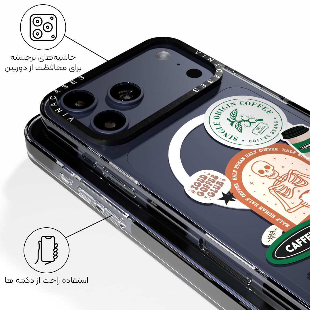 قاب مگسیف ضد ضربه آیفون وینا مدل Half Human Half Coffee - Image 5