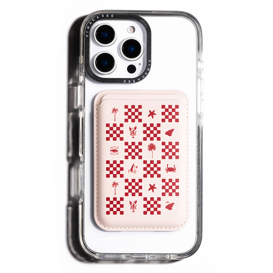 جاکارتی مگسیف چرمی سفید مدل Red Checkers - Image 2