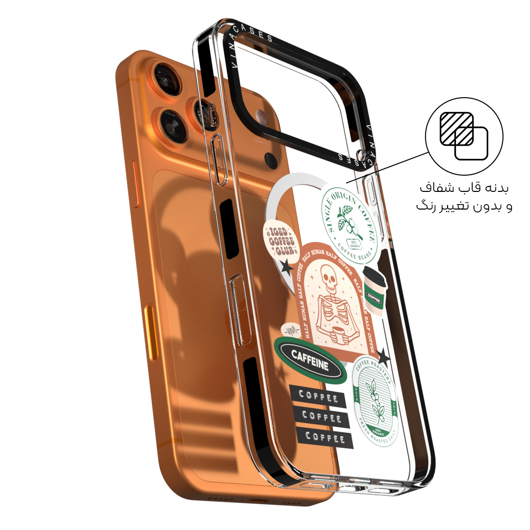 قاب مگسیف ضد ضربه آیفون وینا مدل Half Human Half Coffee - Image 10