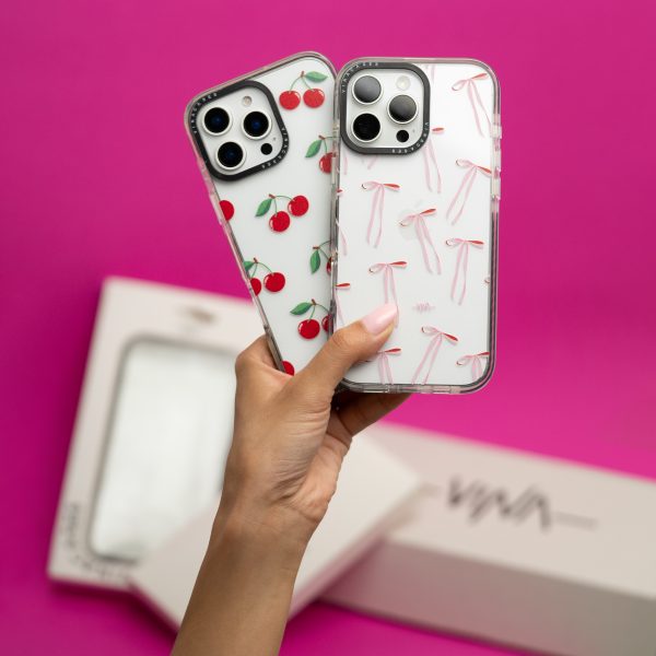 قا هاب آیفون با طرح چاپ شده دخترانه و قرمز و پاپیون همراه بسته بندی 