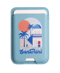 جاکارتی مگسیف چرمی آبی روشن مدل Santorini