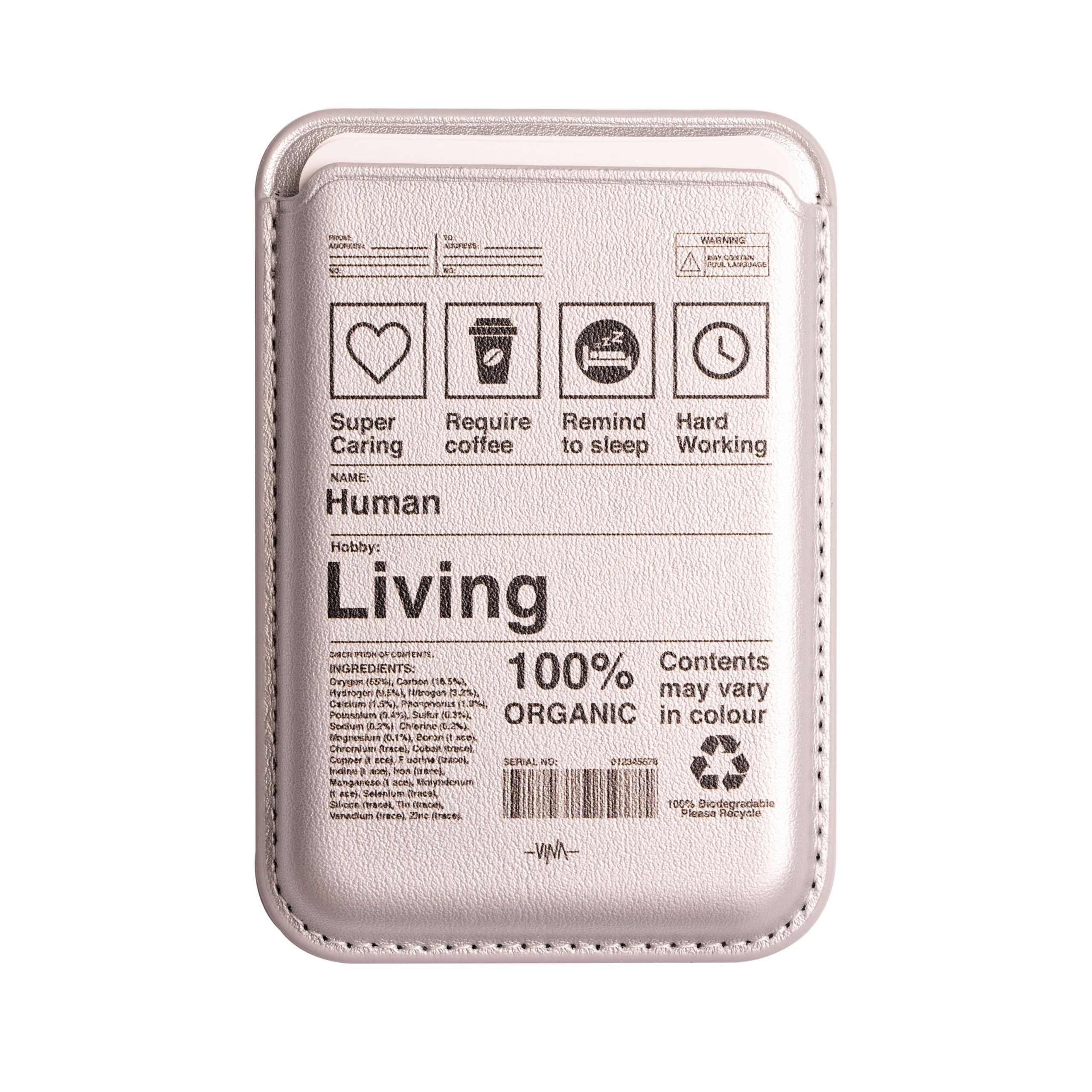 جاکارتی مگسیف چرمی نقره ای مدل Human