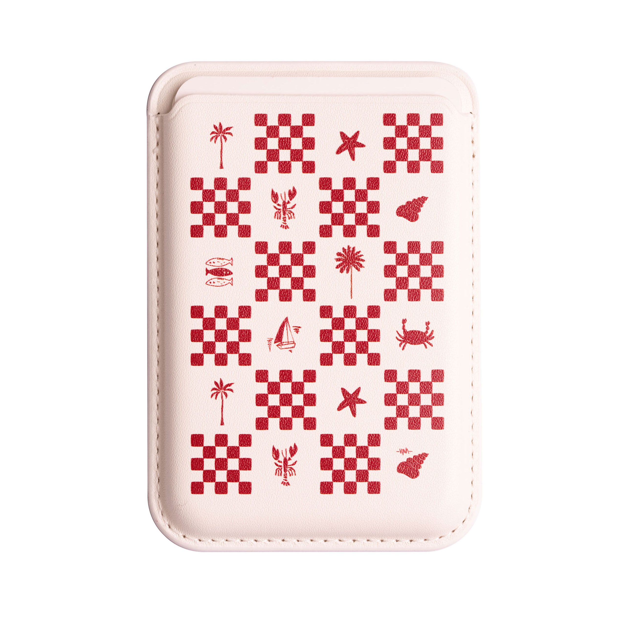 جاکارتی مگسیف چرمی سفید مدل Red Checkers